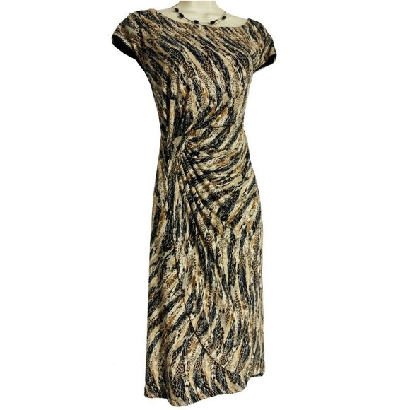 Dressbarn Animal Print Sleeveless Faux-Wrap Sheath Dress Size 16W 1X Plus - Picture 1 of 8